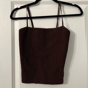 Aritzia Babaton Sculpt Knit Cami Tank - rich mocha brown - Small